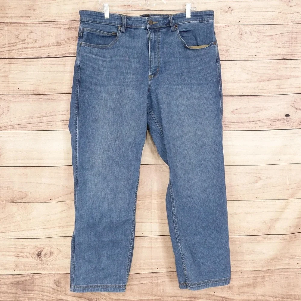 Kirkland Signature Jeans Mens 38x29 Blue Medium Wash Straight Stretch Denim
